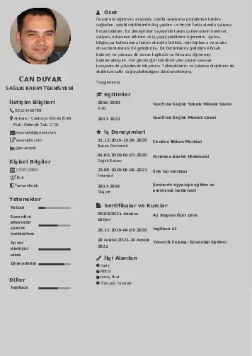 Hasta Bakıcı Cv Örnekleri cv indir